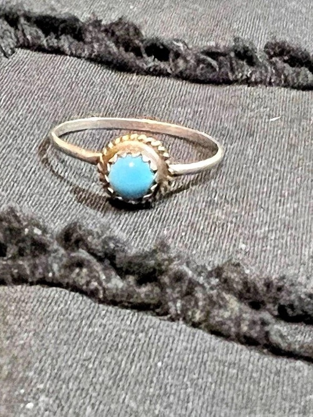 Sterling Silver Genuine Blue Turquoise Ring Size 7.25 Western Style